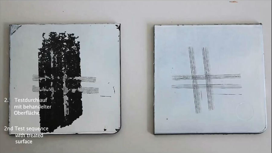 涂層劃格法測試檢驗附著(zhù)力促進(jìn)劑效果對比圖